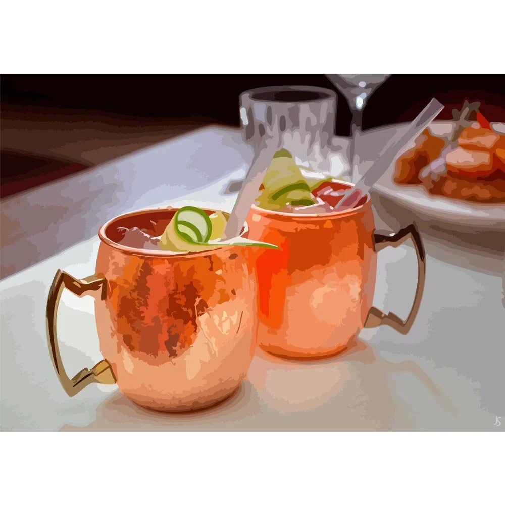 moscow mule cocktail abstract figurative painting print