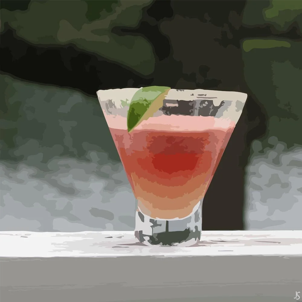 strawberry daiquiri cocktail abstract figurative painting print