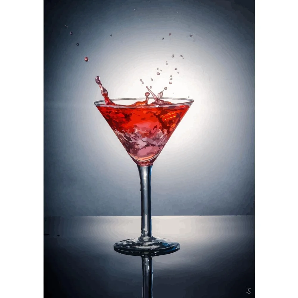 cosmopolitan cocktail with a splash abstract figurative painting print