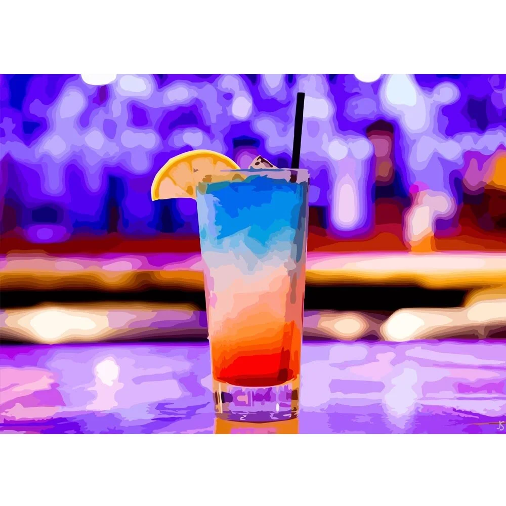 colorful paradise cocktail abstract figurative painting print