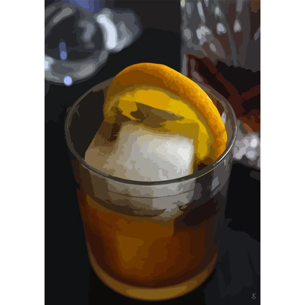 bourbon manhattan cocktail abstract figurative painting print
