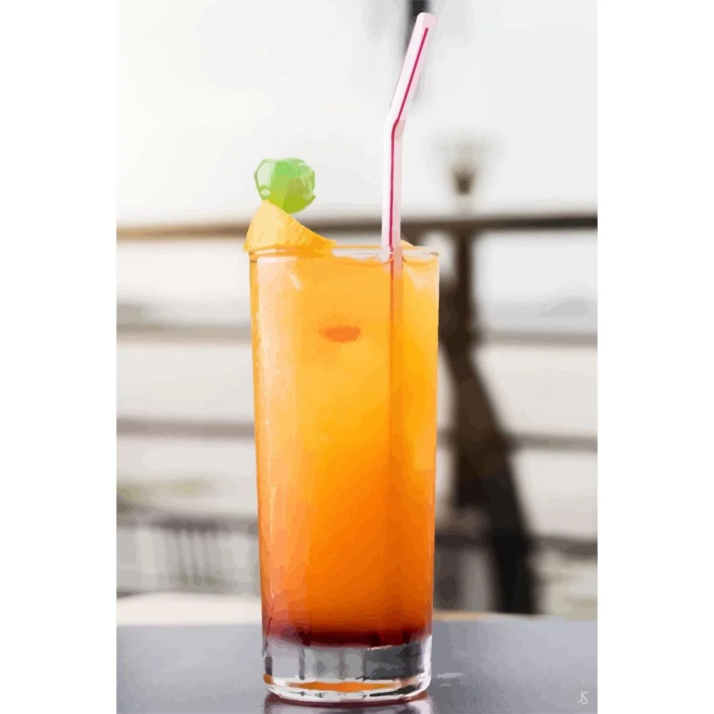 tequila sunrise cocktail abstract figurative painting print