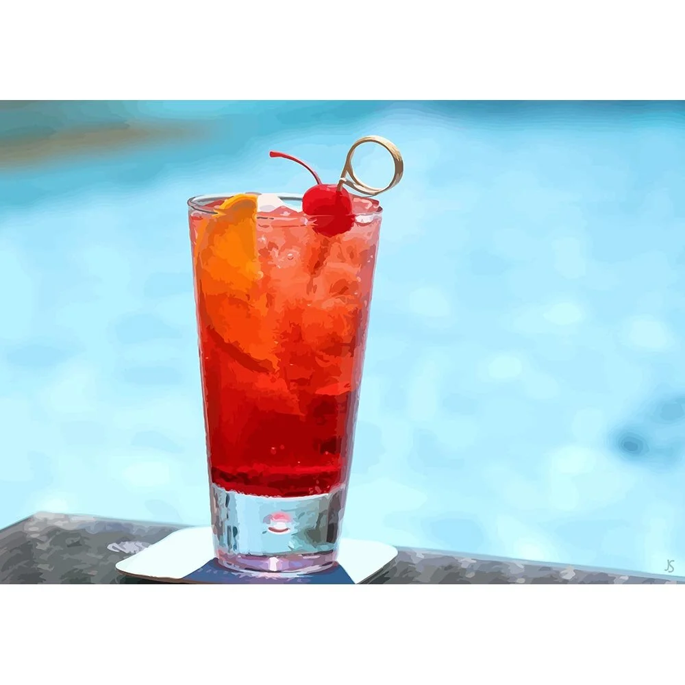 jack and cassis cocktail abstract figurative painting print