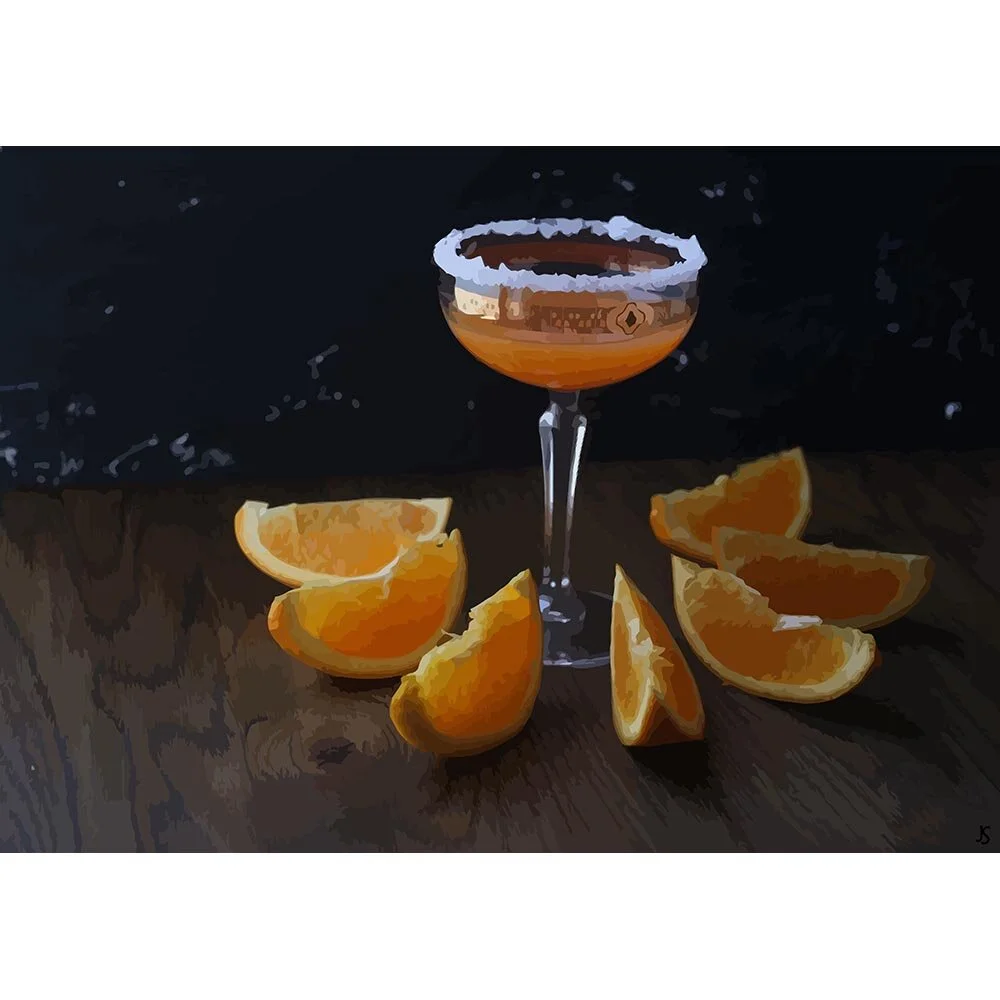 sloe screw cocktail abstract figurative painting print