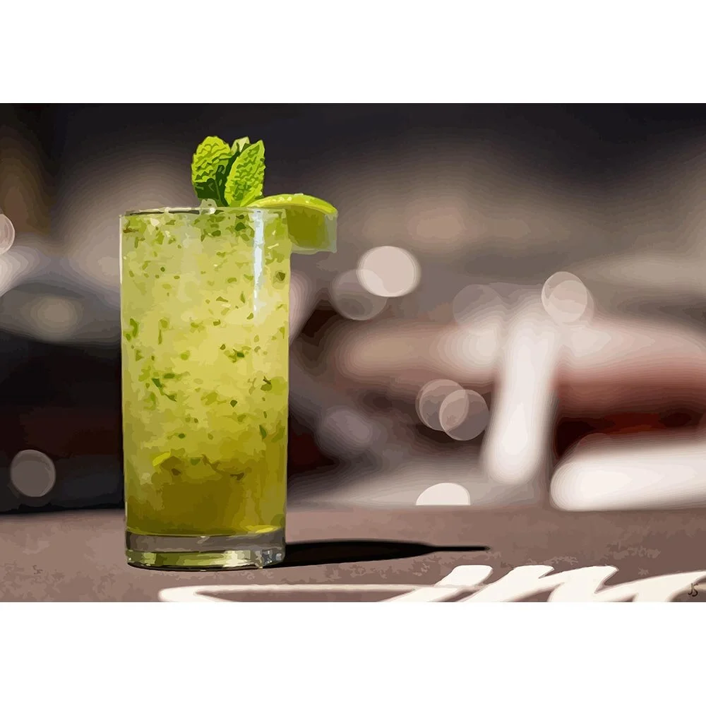 traditional mojito cocktail abstract figurative painting print