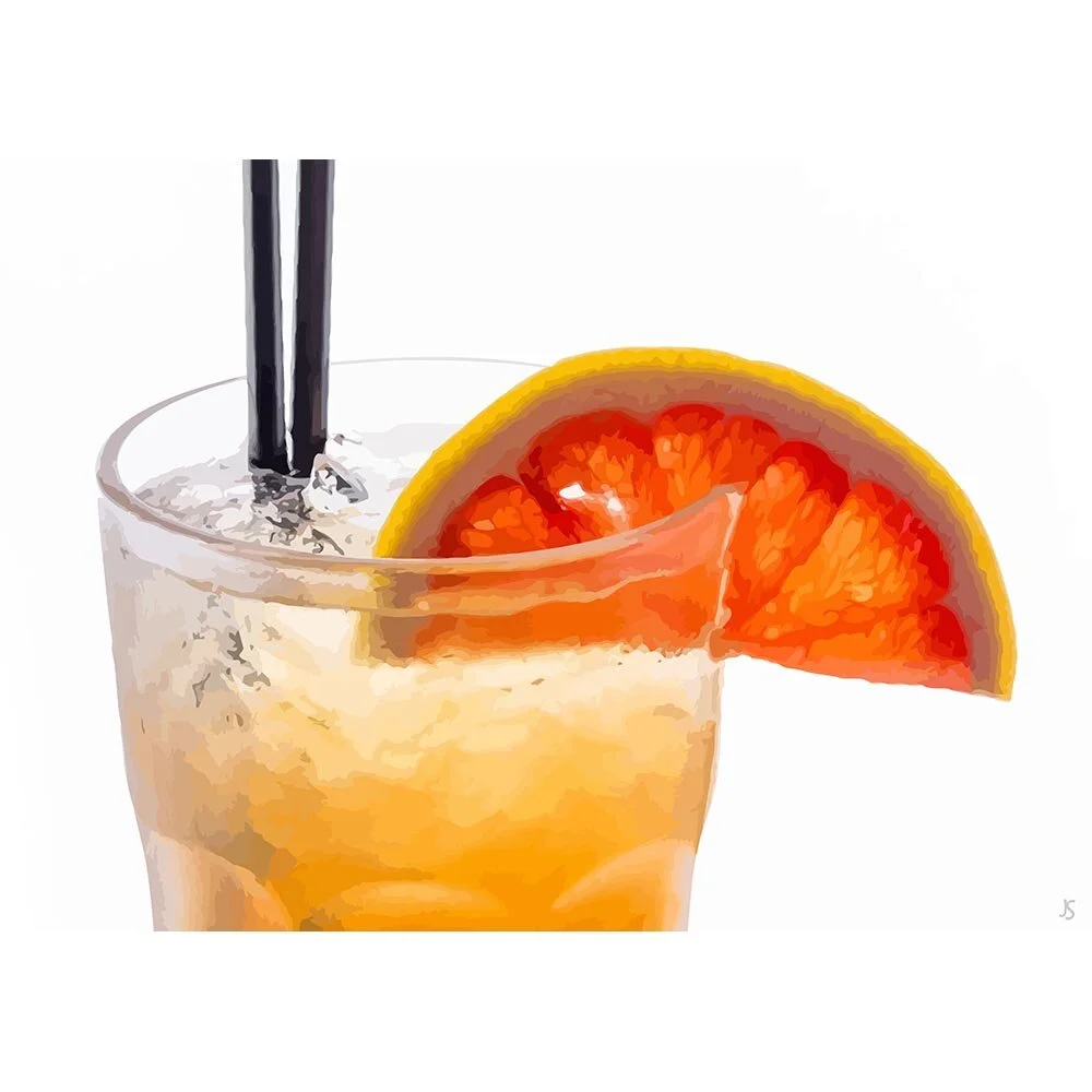 orange sidecar cocktail abstract figurative painting print
