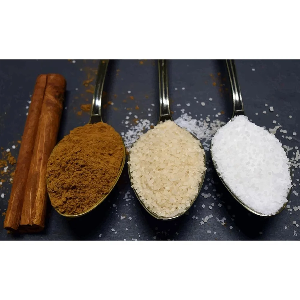 cinnamon and sugar on spoons abstract figurative print