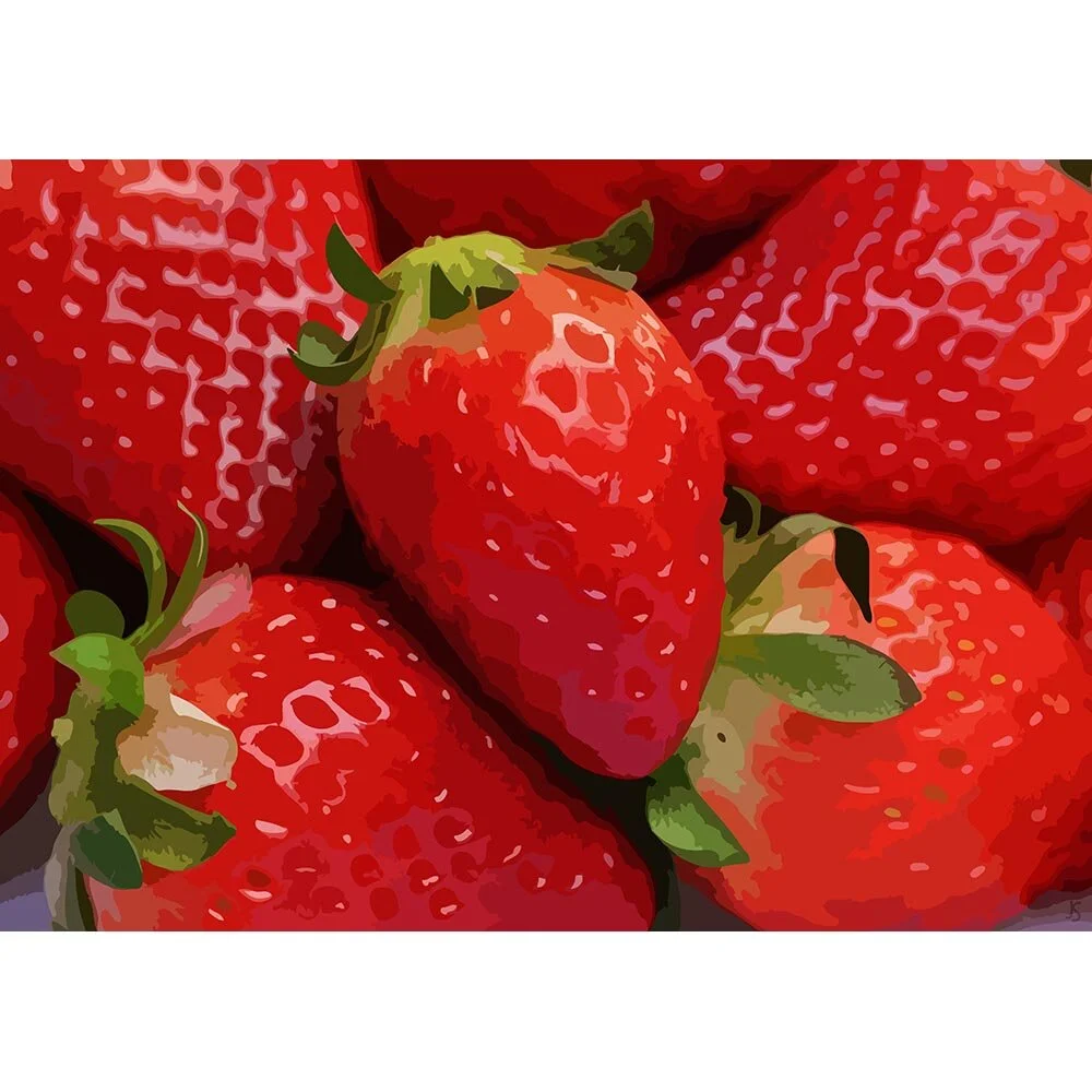 strawberries close-up abstract figurative print
