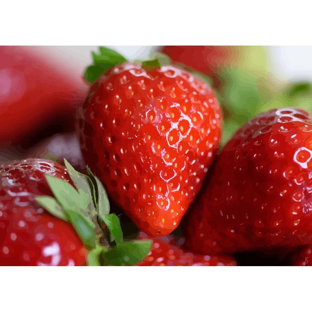 ripe strawberries close-up abstract figurative print