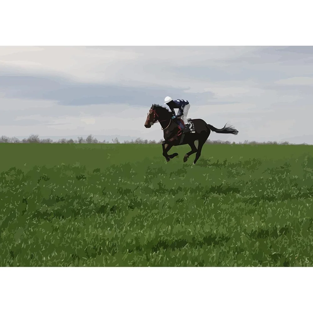 endurance cross country race event abstract figurative print