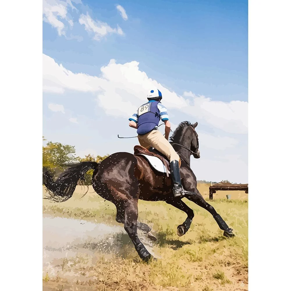 endurance cross country race event abstract figurative print