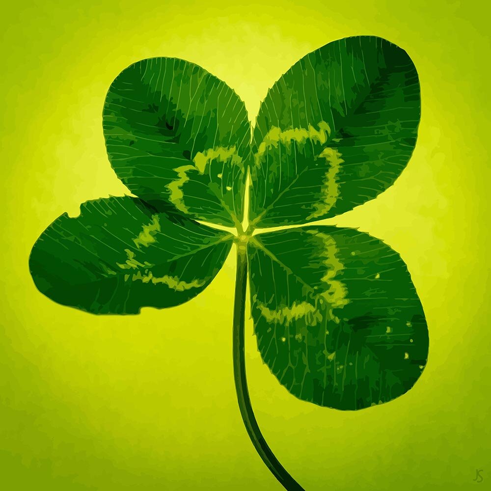 four leaf clover good luck charm abstract figurative  print