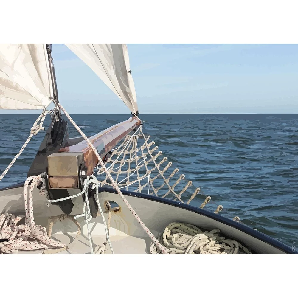 bowsprit of a large sailing ship abstract figurative print