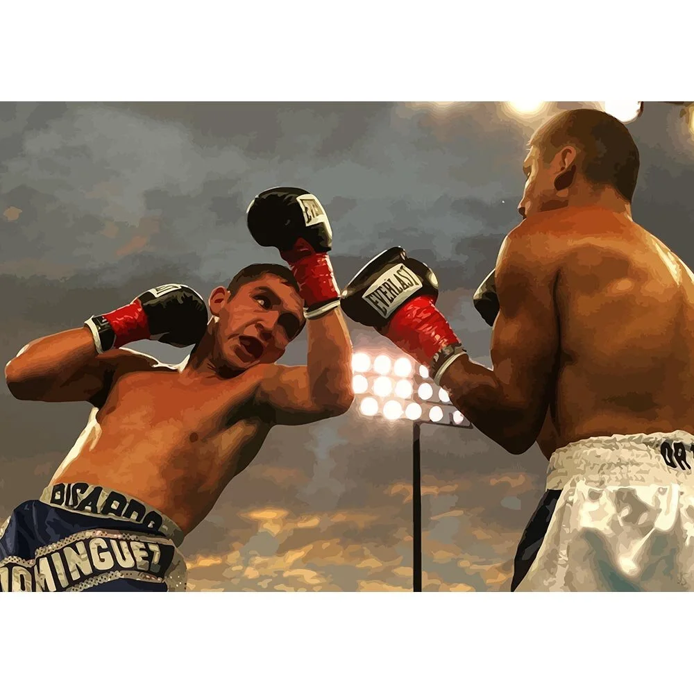 boxing match in open air abstract figurative print