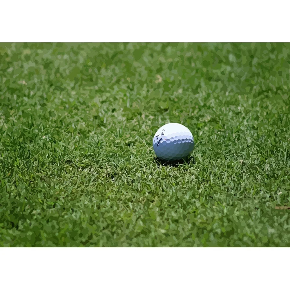 golf ball on the green abstract figurative print