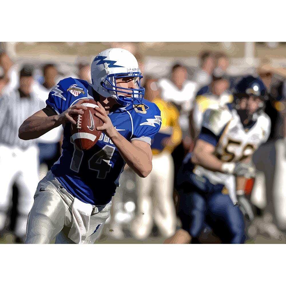 american football quarterback in action abstract figurative print