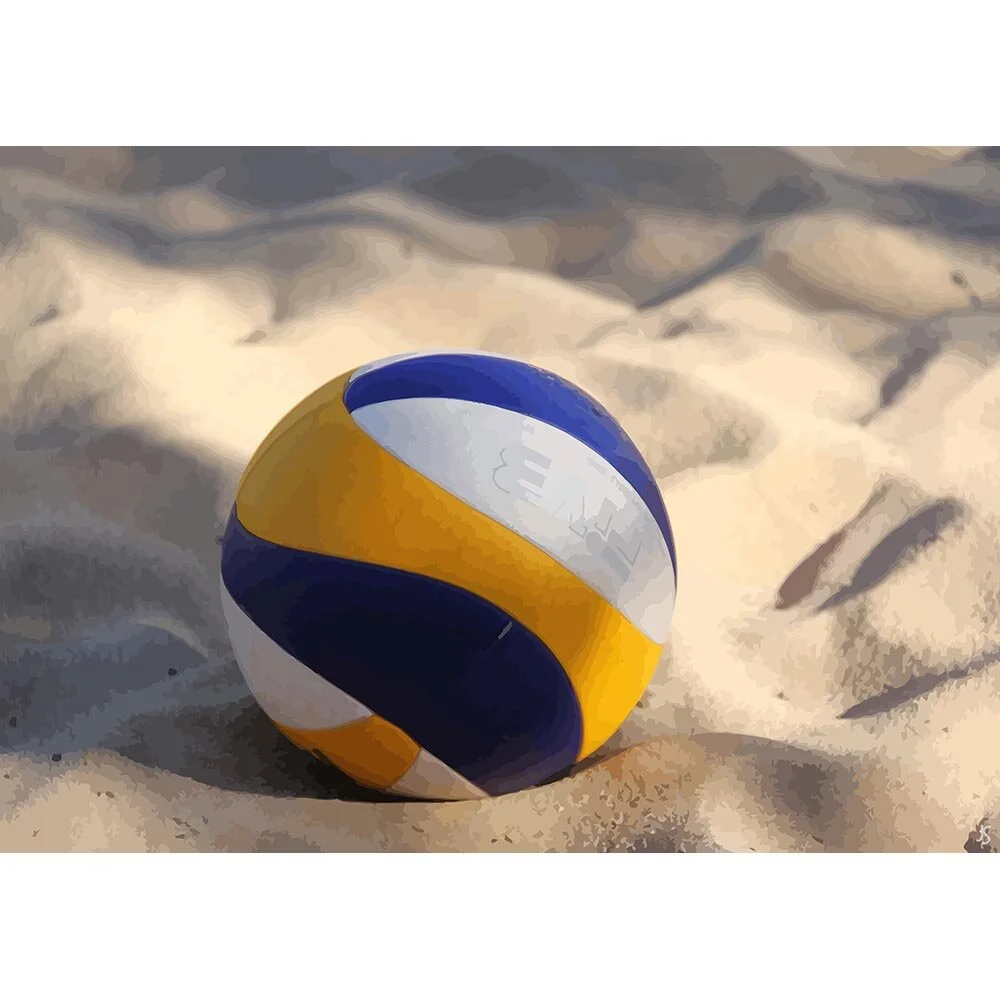 beach volleyball ball on the beach abstract figurative print