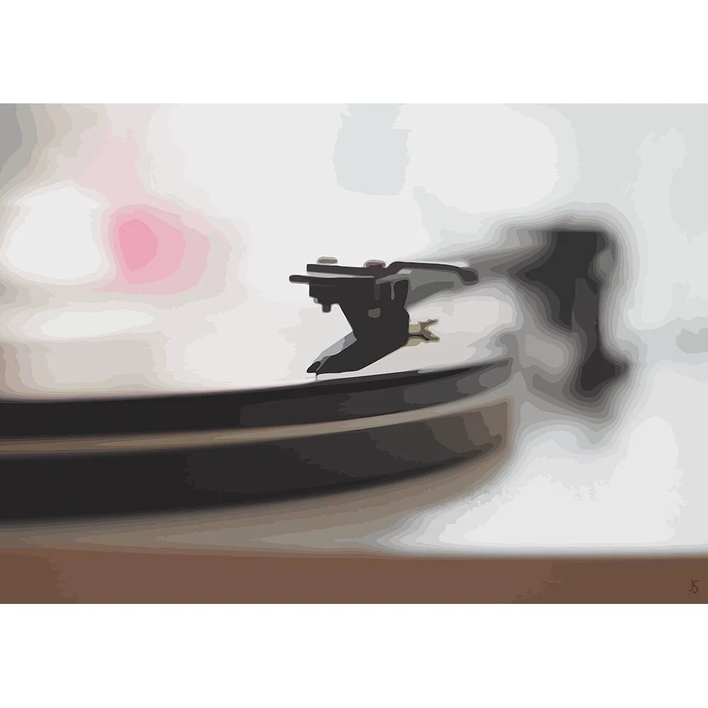 gramophone record player vintage abstract figurative print