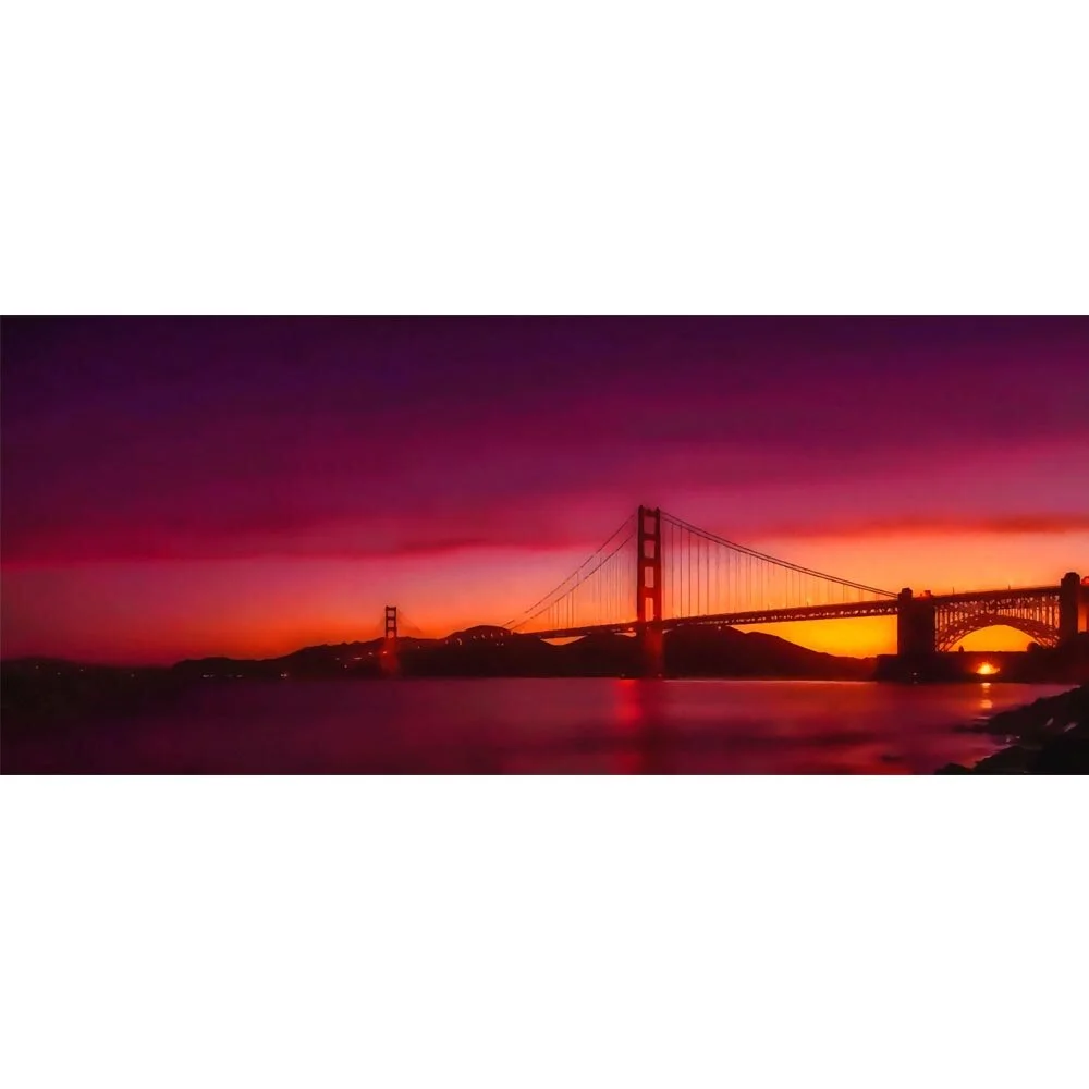 san francisco golden gate bridge at sunset panoramic abstract figurative print