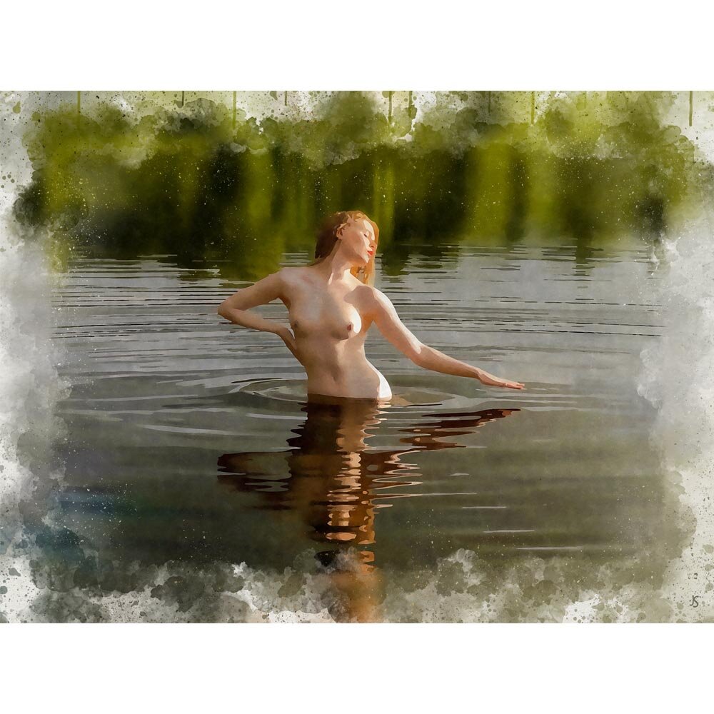 lady of the lake abstract figurative print