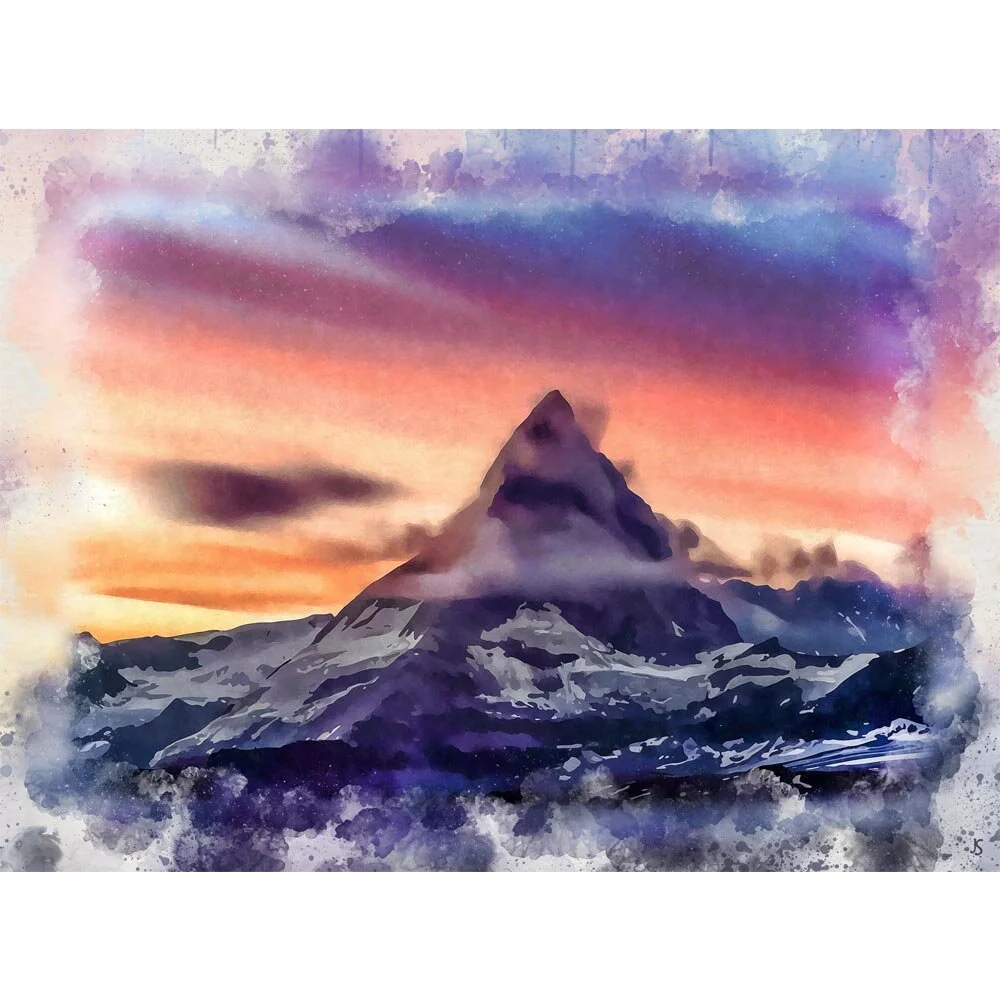 matterhorn during sunset abstract figurative painting print