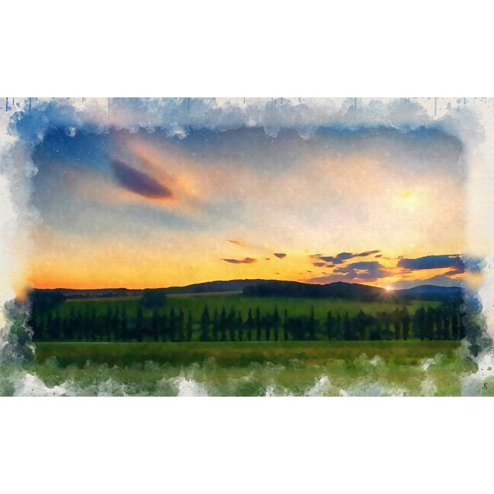 sunset in tuscany abstract figurative painting print