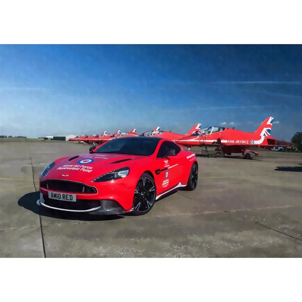 raf red arrows with aston martin vanquish s abstract figurative art print