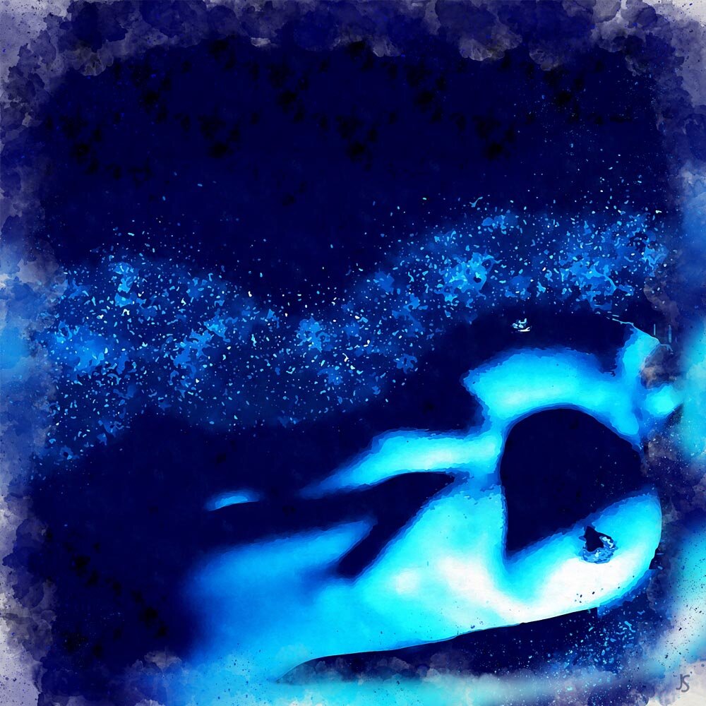 relaxing in a blue dream abstract figurative painting print