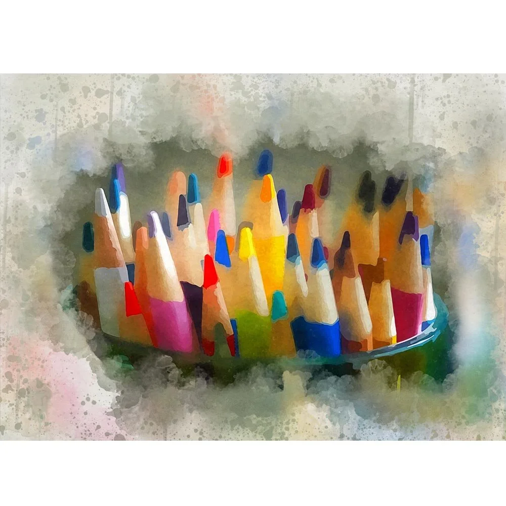 color pencils in a jar abstract figurative print