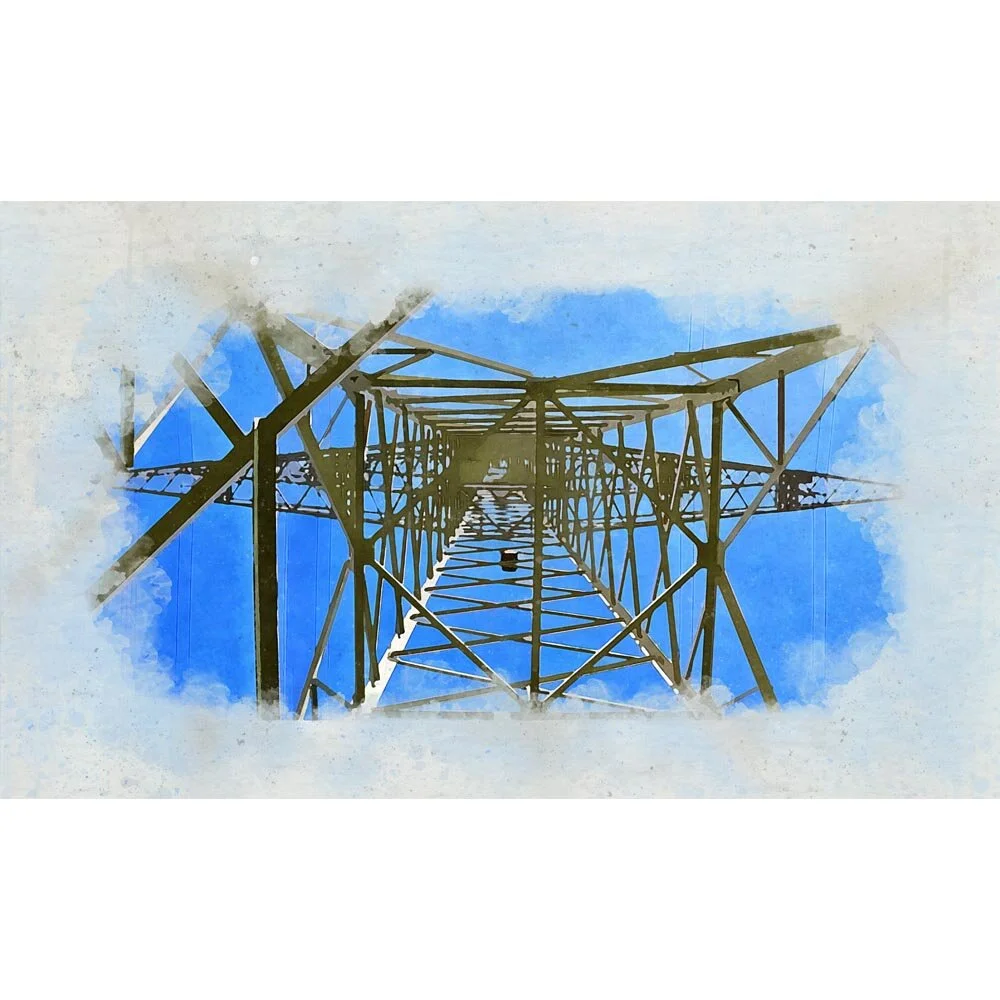 power pilon against blue sky abstract figurative print