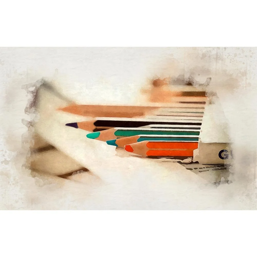 color pencils abstract figurative print