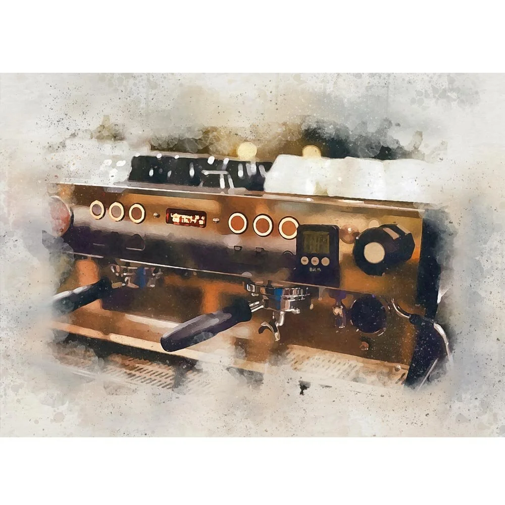 espresso machine piston steamer abstract figurative print