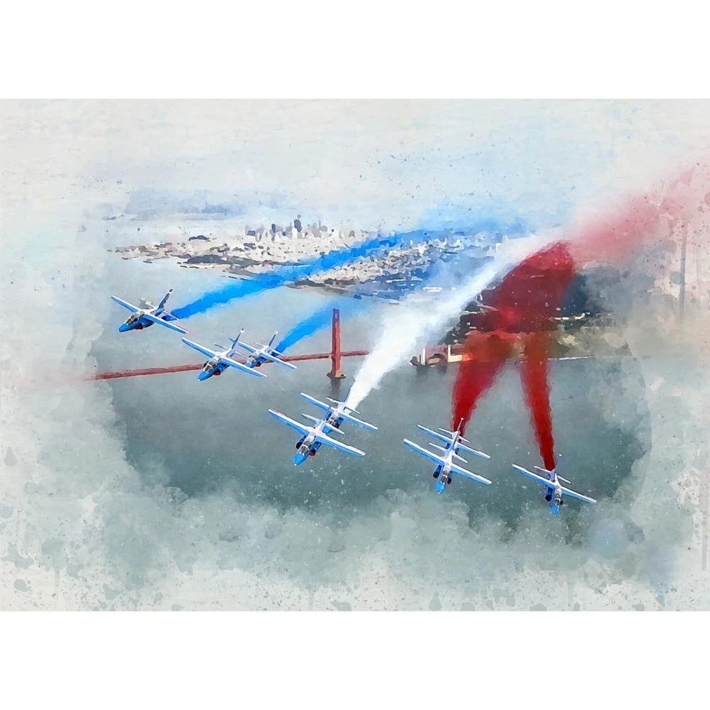 patrouille de france over san francisco abstract figurative art print