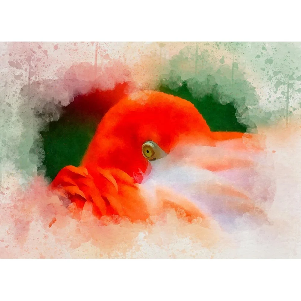 flamingo close up abstract figurative painting print