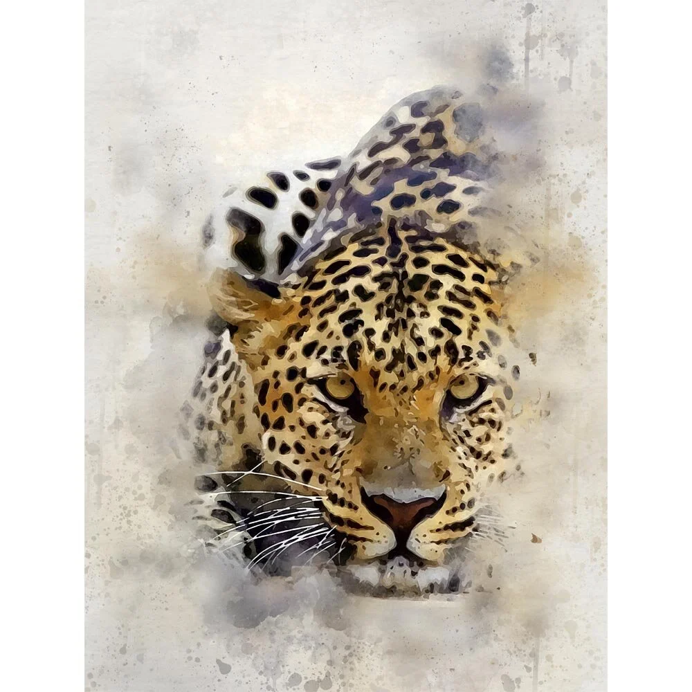 cheetah ready to pounce close up abstract figurative painting print