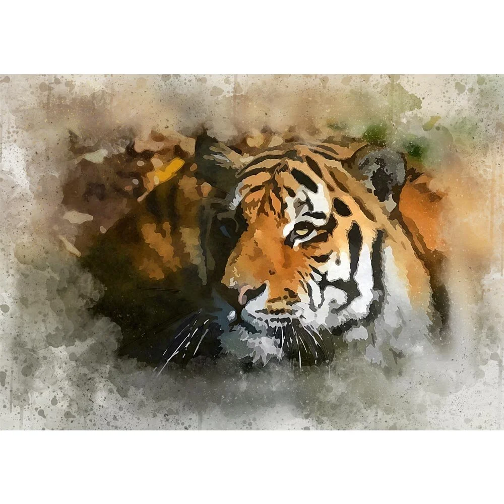 bengal tiger looking for prey abstract figurative painting print