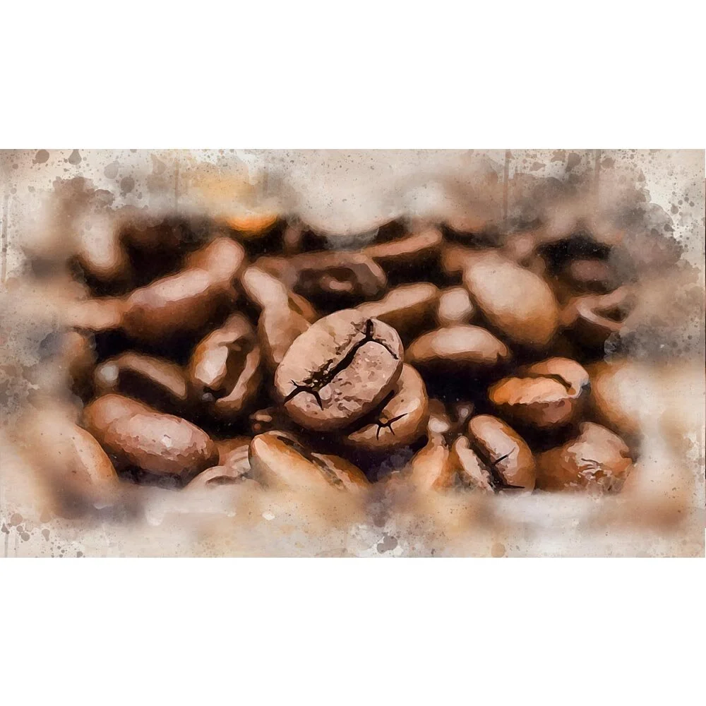 coffee beans close up abstract figurative painting print