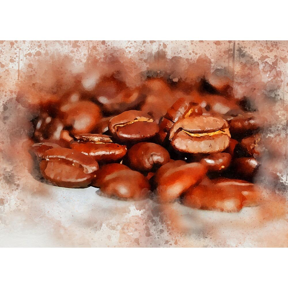 coffee beans close up abstract figurative painting print