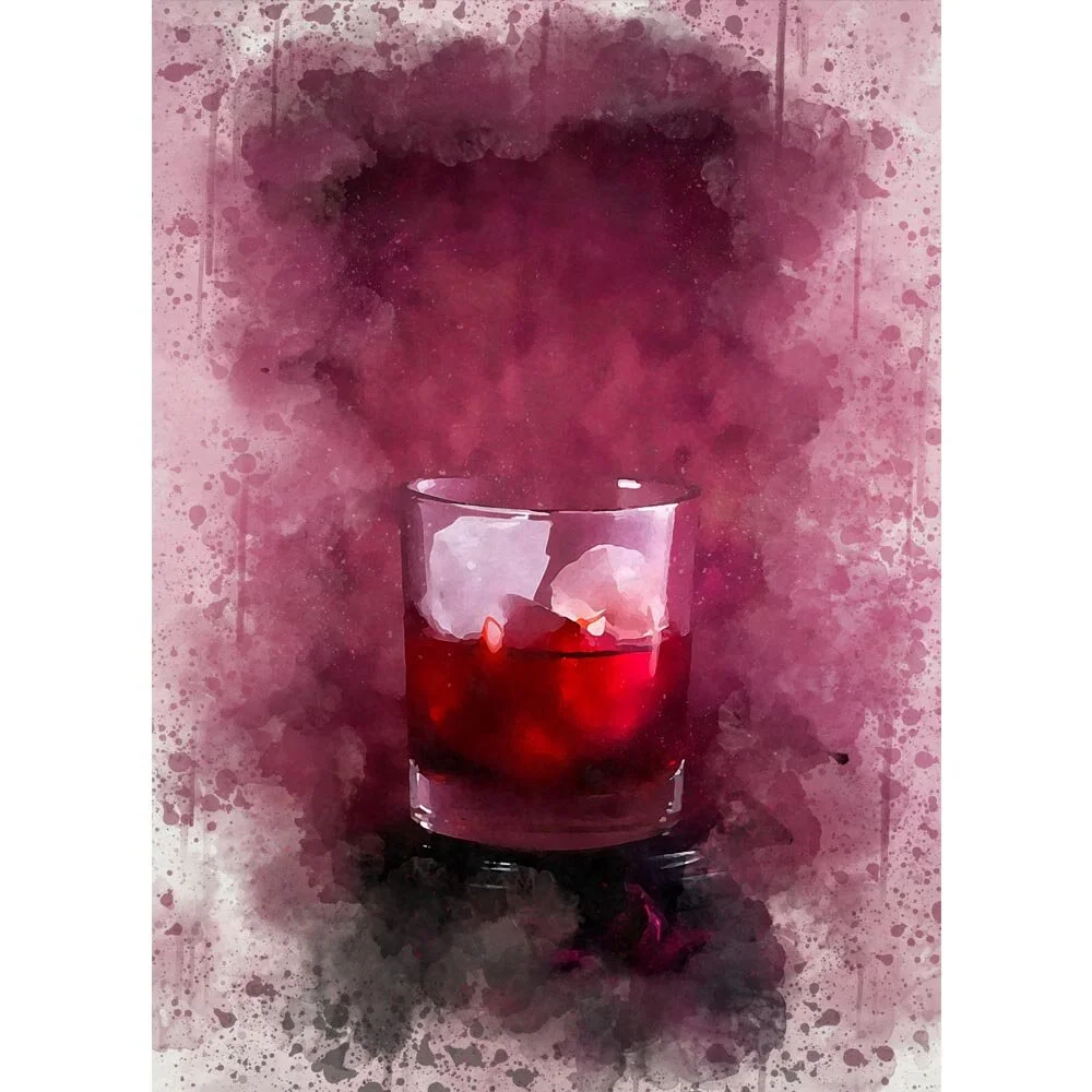 vodka cranberry cocktail abstract figurative painting print