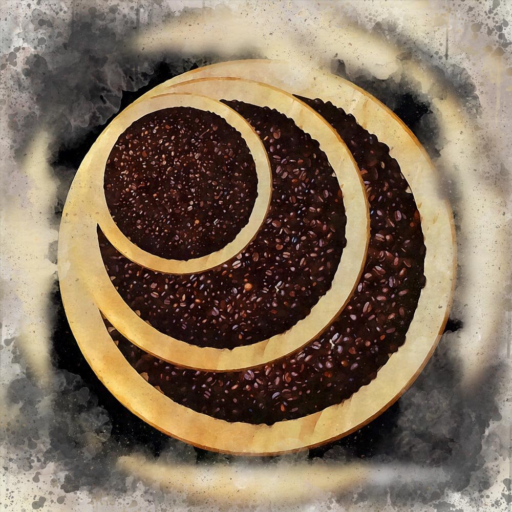 coffee beans on wooden dishes abstract figurative painting print