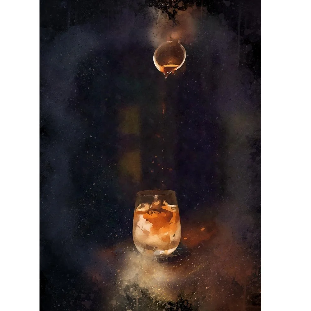 barista making a cappuccino abstract figurative painting print