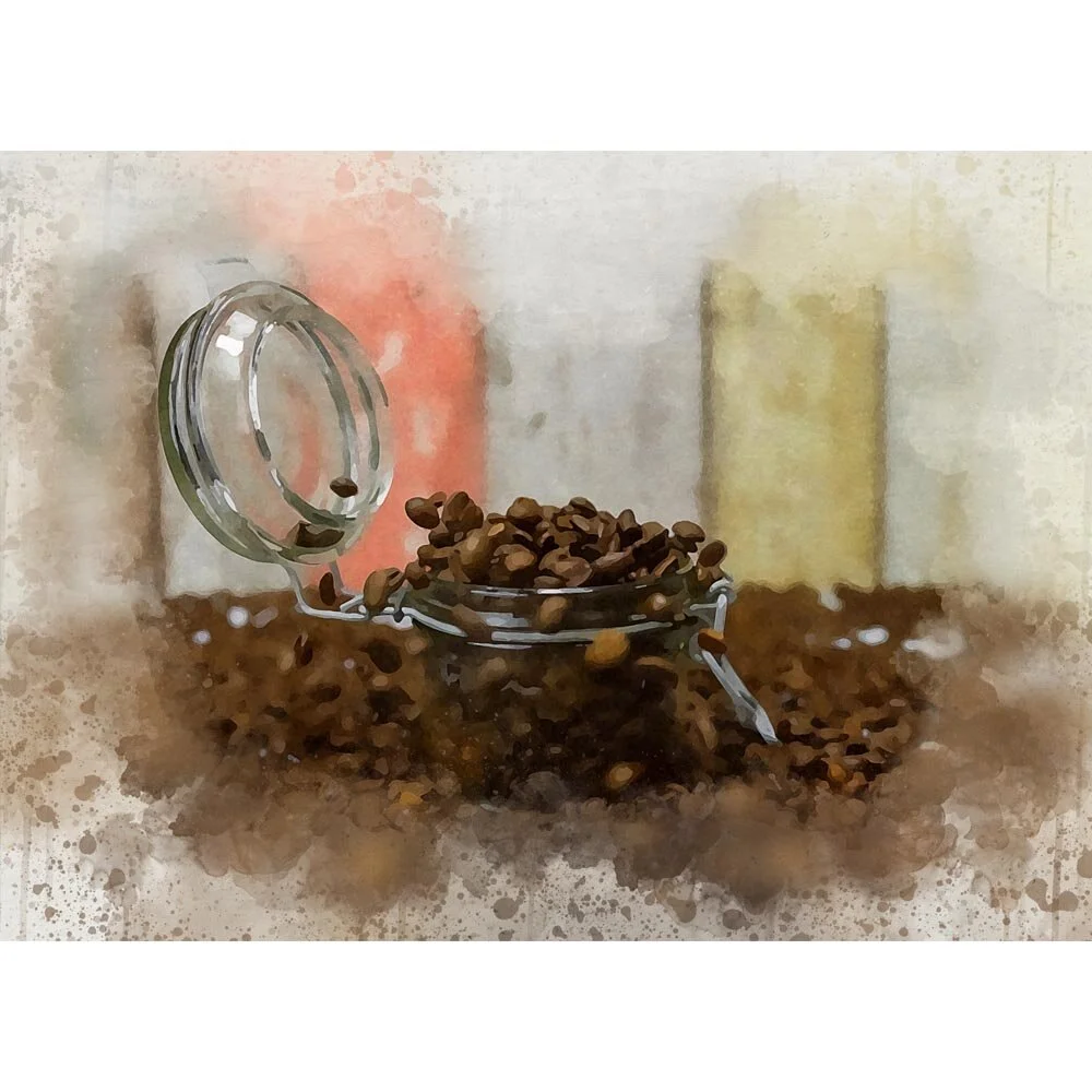 coffee beans in a glass jar abstract figurative painting print