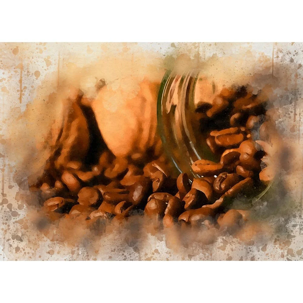 coffee beans in a glass jar abstract figurative painting print