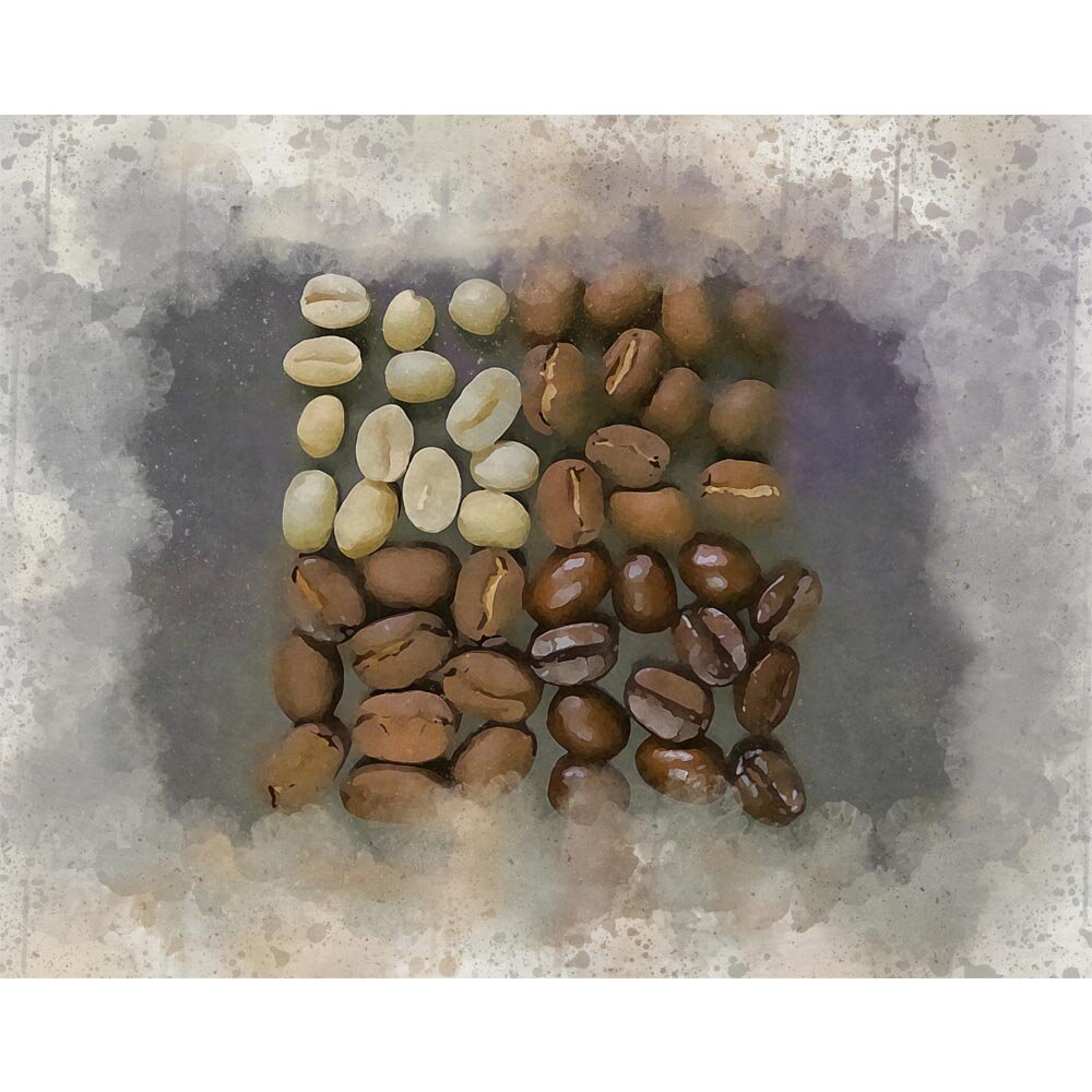 coffee beans from raw to roasted abstract figurative painting print