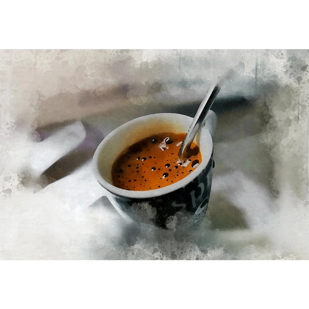 cup of espresso abstract figurative painting print