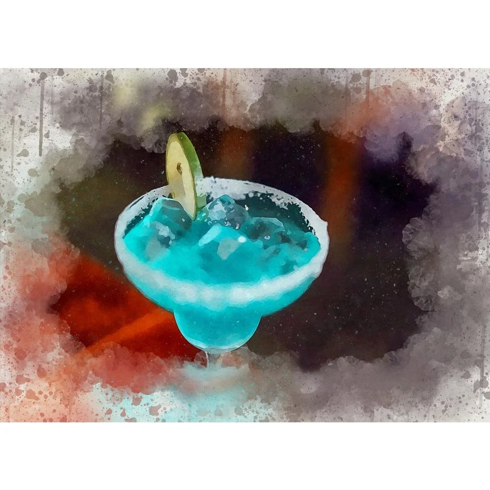 blue daiquiri cocktail abstract figurative painting print