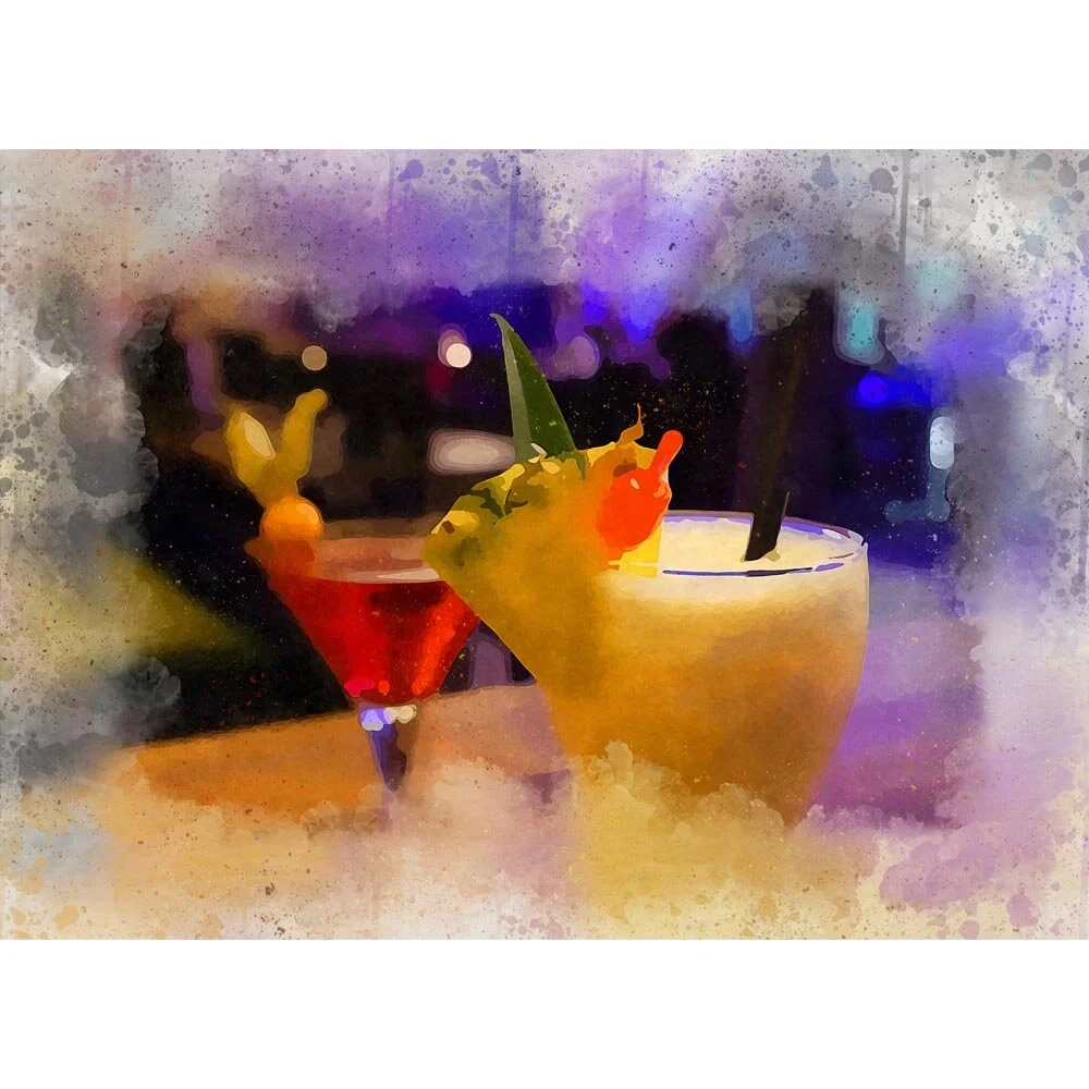 pina colada cocktail abstract figurative painting print