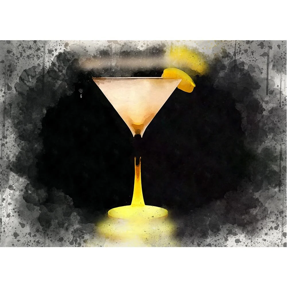 frosty lemon martini cocktail abstract figurative painting print