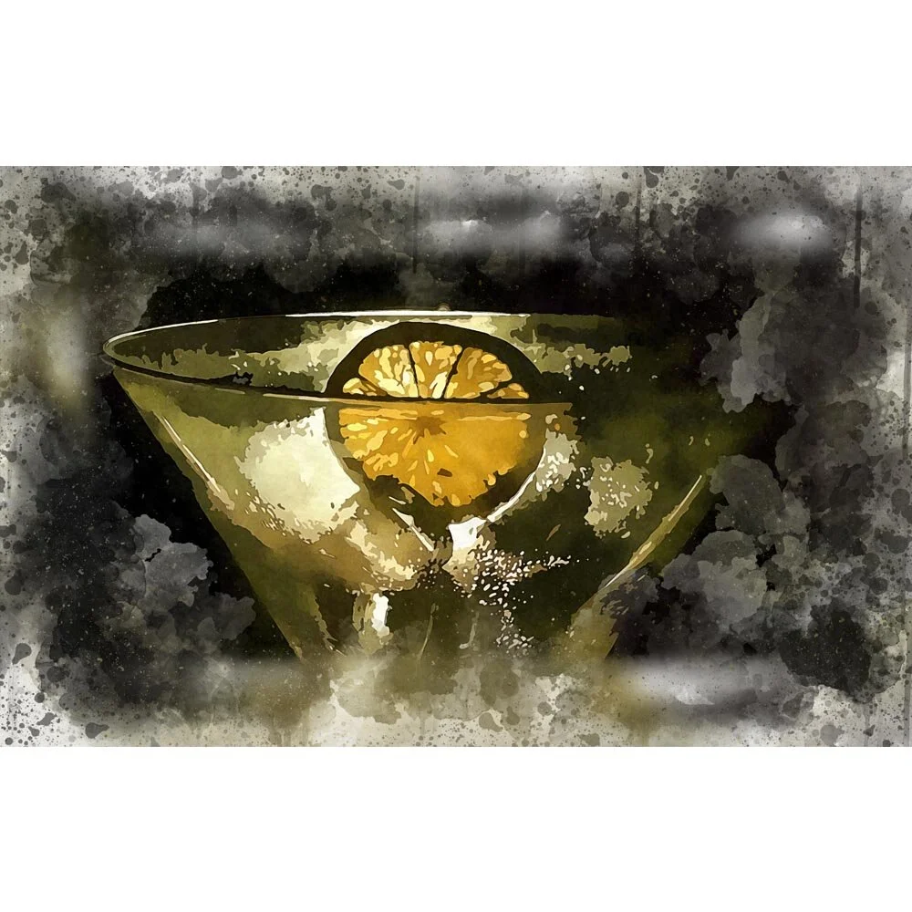 iced lemon martini cocktail abstract figurative painting print