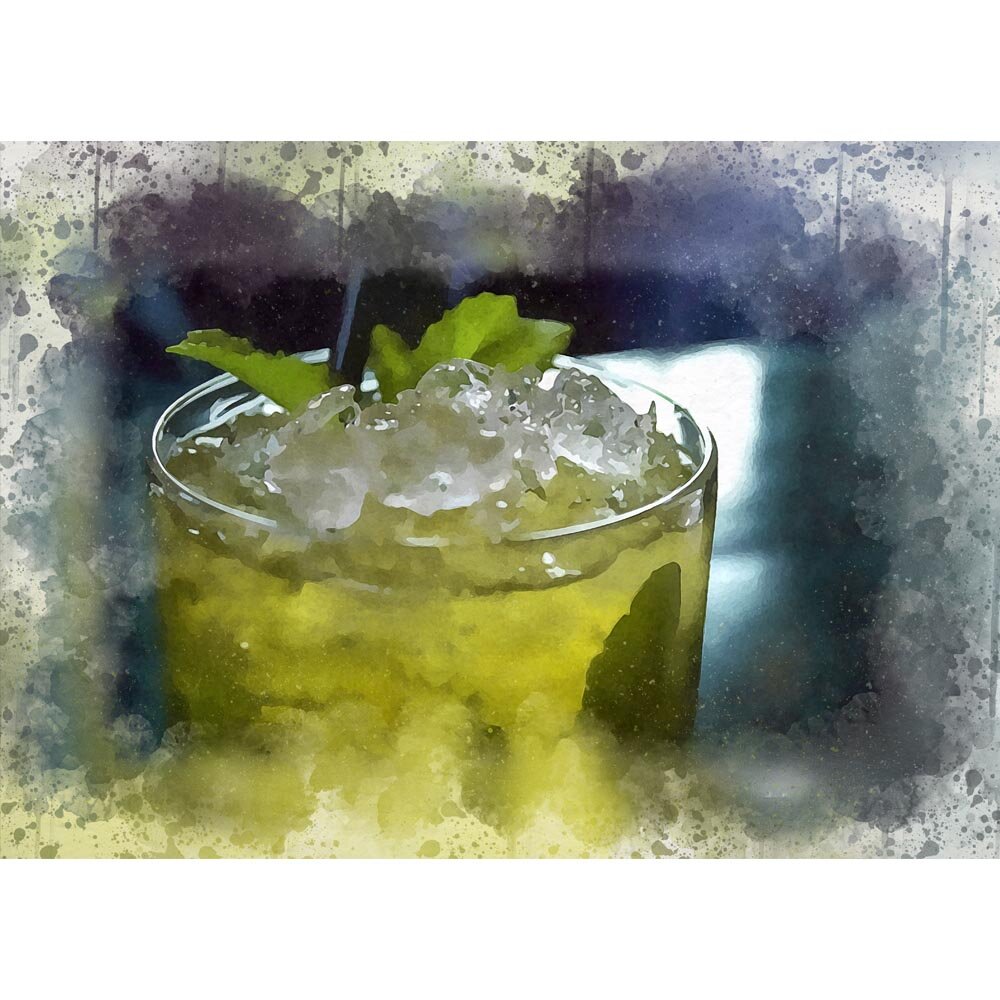 lime mint caipirinha cocktail abstract figurative painting print